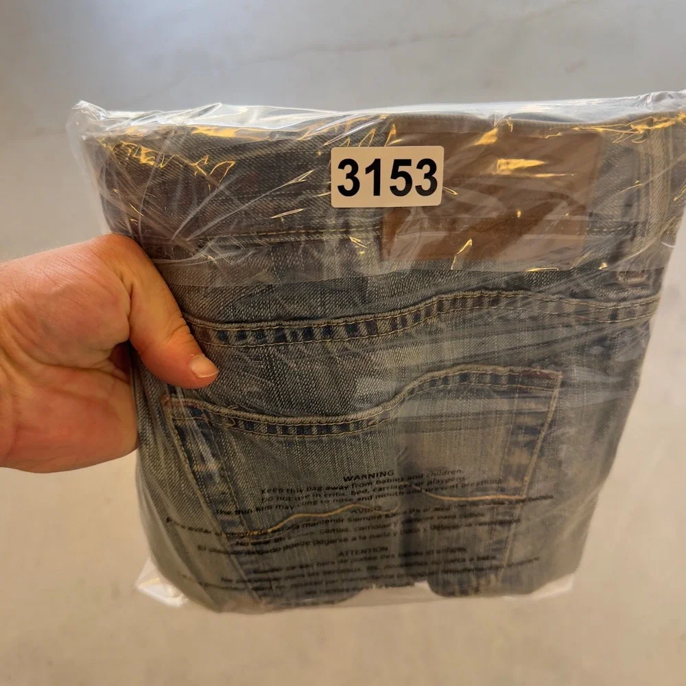 Indigo Palms Classic Mens Blue Distressed Straight Leg Denim Jeans 36x31